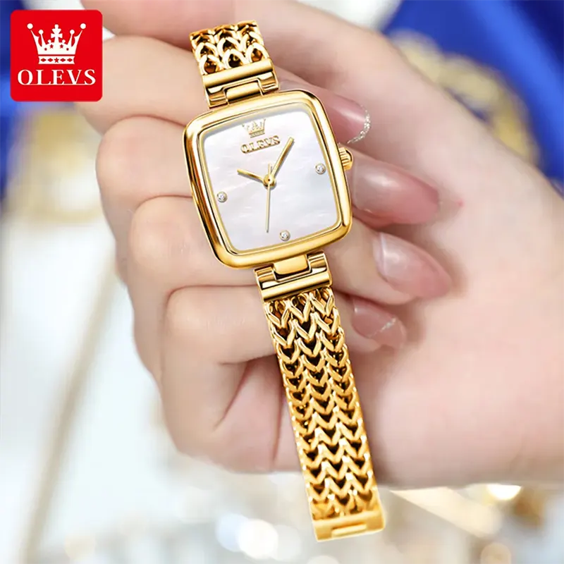 Olevs White Dial Gold-tone Ladies Watch | 9948